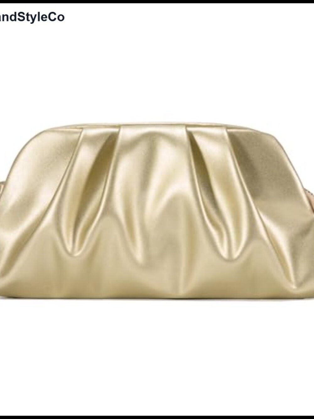 Pleated Vegan Leather Clutch Crossbody Evening Bag Detachable Chain Strap
